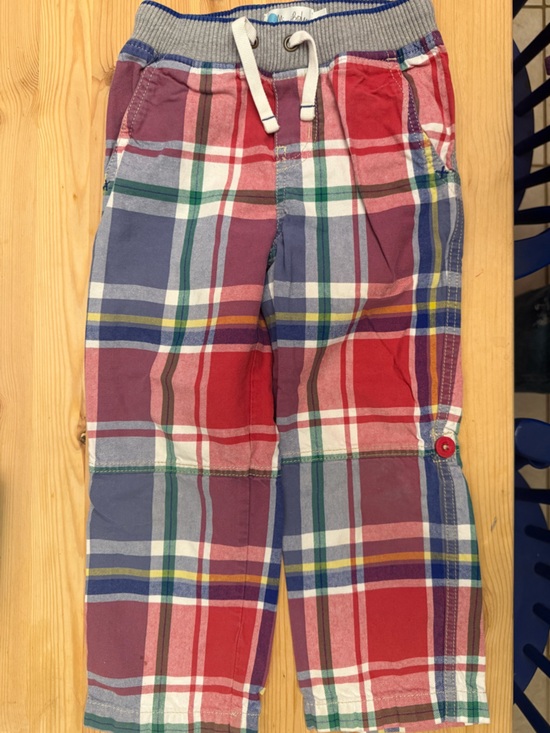 Mini Boden Other - Mini Boden 104 4 plaid pants roll up to shorts red with drawstring EUC